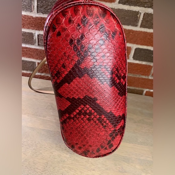 Michael Kors East West Burgundy Red Python Embossed Leather Shoulder Tote Purse - Picture 11 of 11